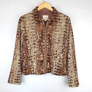 Joseph Ribkoff Animal Print Embellished Jacket, Size 10 fits like 8